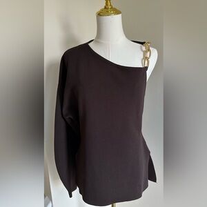 NWT Zara One Sleeve Brown Top - Large